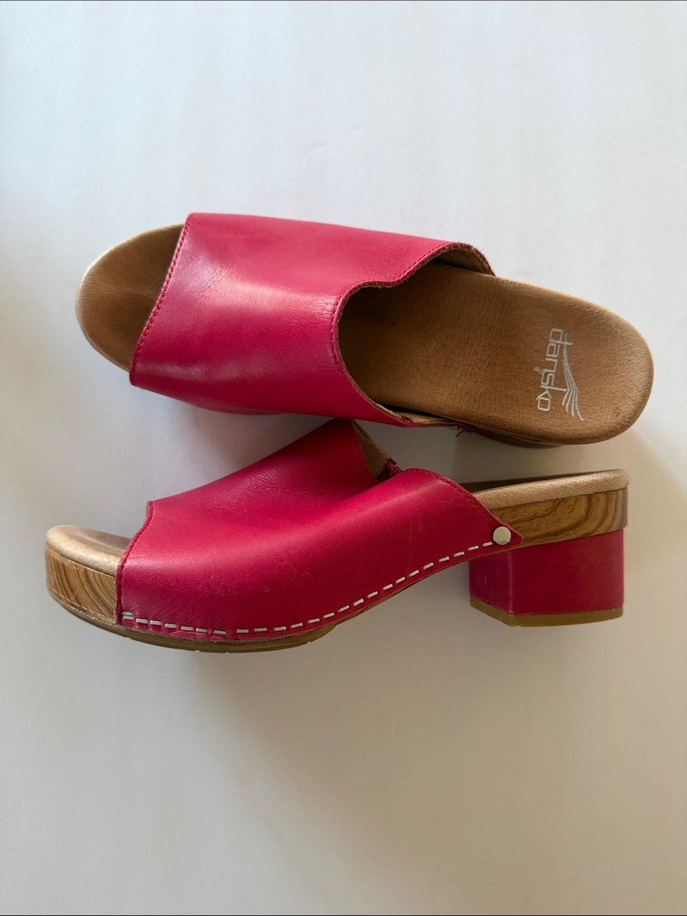 Dansko leather heeled mules open-toed slide sandals women’s 37